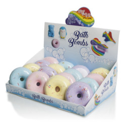 EXPOSITOR BOMBAS DE BAÑO DONUTS 16 UNIDADES