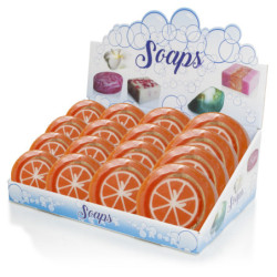 EXPOSITOR 18 UNIDADES PASTILLA DE JABON NARANJA