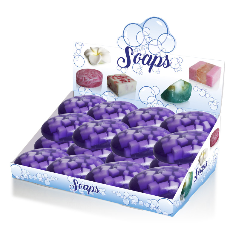 EXPOSITORES PASTILLAS DE JABON LAVANDA 24 UNIDADES