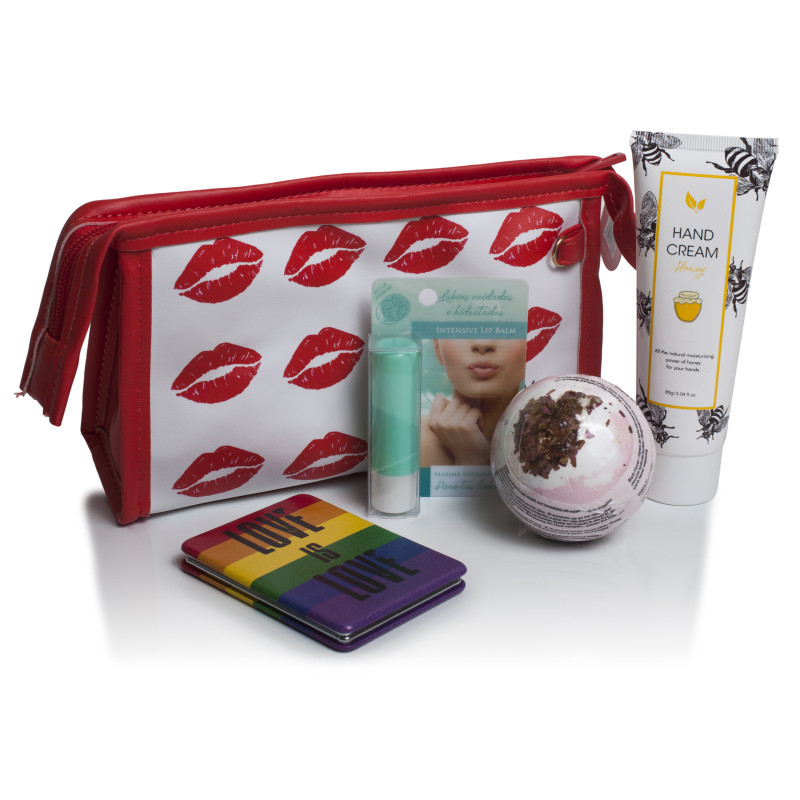 SET BESOS GIR POWER CON ESPEJO, BALSAMO LABIAL, CREMA DE MANOS, Y BOMBA DE BAÑO