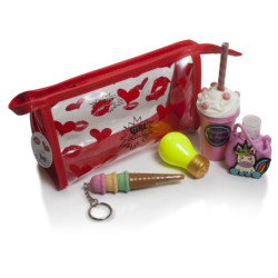 SET GIRL POWER CON NECESER TRANSPARENTE, BOLIGRAFO, ROTULADOR FLUERESCENTE, LAPIZ, SACAPUNTAS Y GEL LIMPIADOR