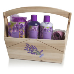 SET DE BAÑO LAVANDA MADERA CON ASA