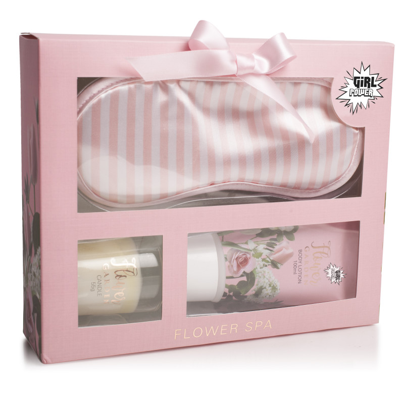 SET DE BAÑO CON MASCARA. FLORES DE JARDIN