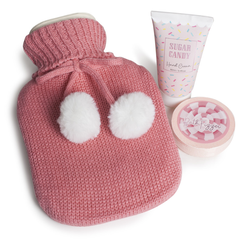 SET BAÑO CON BOLSA DE AGUA CALIENTE ROSA SET BAÑO CON BOLSA DE AGUA CALIENTE ROSA