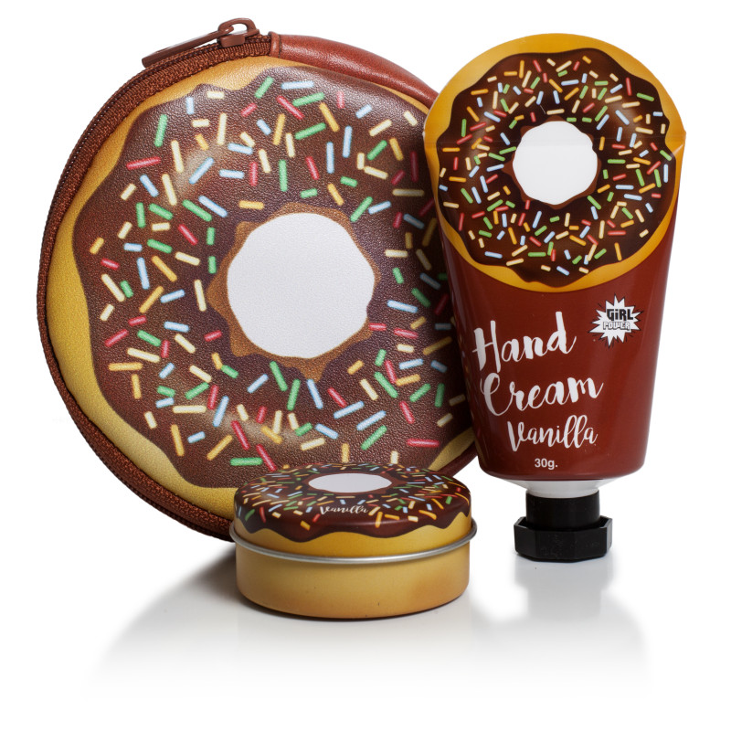 SET DONUTS DE BOLSO CON BALSAMO LABIAL Y CREMA DE MANOS. VAINILLA SET DONUTS DE BOLSO CON BALSAMO LABIAL Y CREMA DE MANOS. VAINILLA