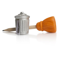 SACAPUNTAS, LAPIZ Y BORRADOR CUBO DE BASURA