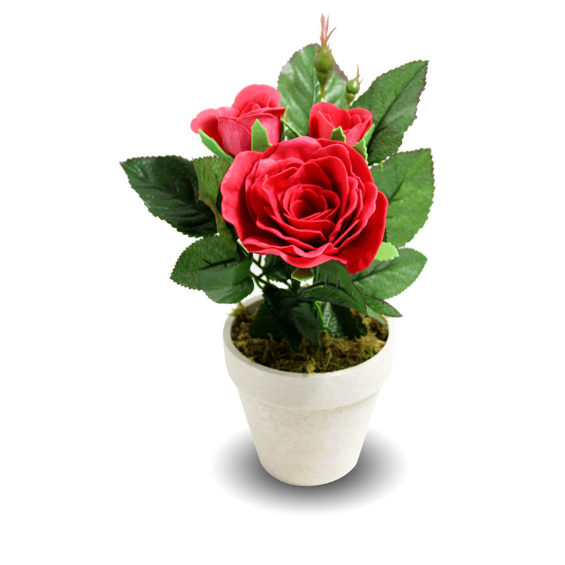 ROSAS DE JABÓN. MACETA ROSA ROJA.