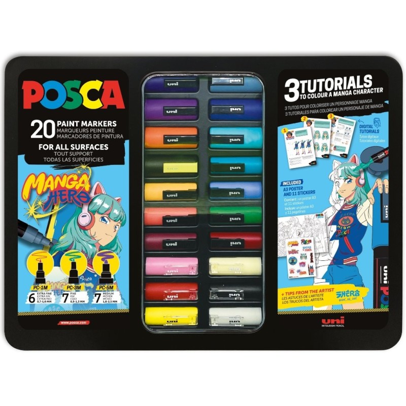 MALETA POSCA METÁLICA 20P MANGA