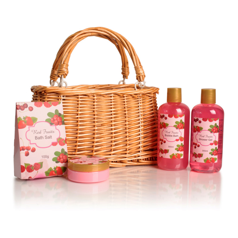 BOLSO MIMBRE . FRUTOS ROJOS