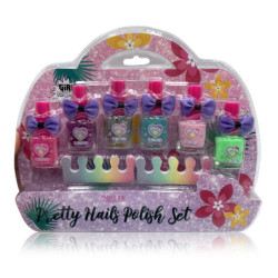 Estuche de uñas. Con seis pintauñas y separado de dedos